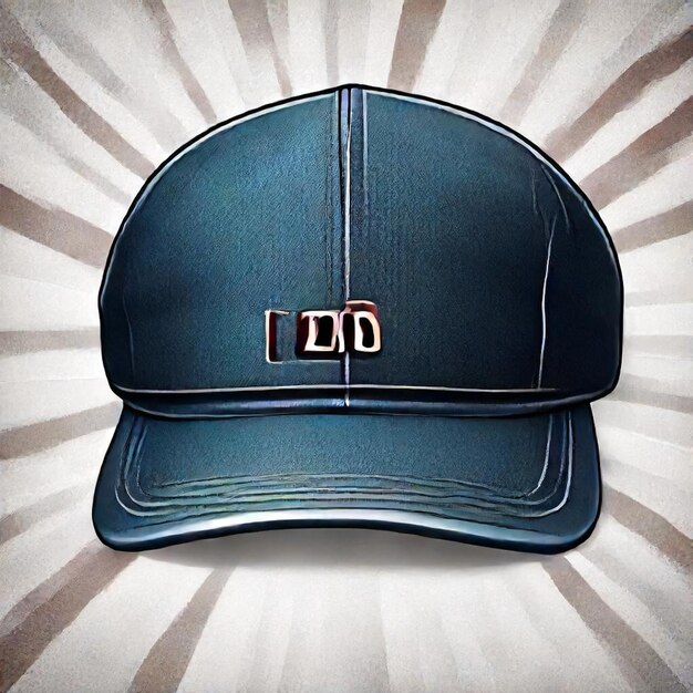 a blue cap with the word d on it