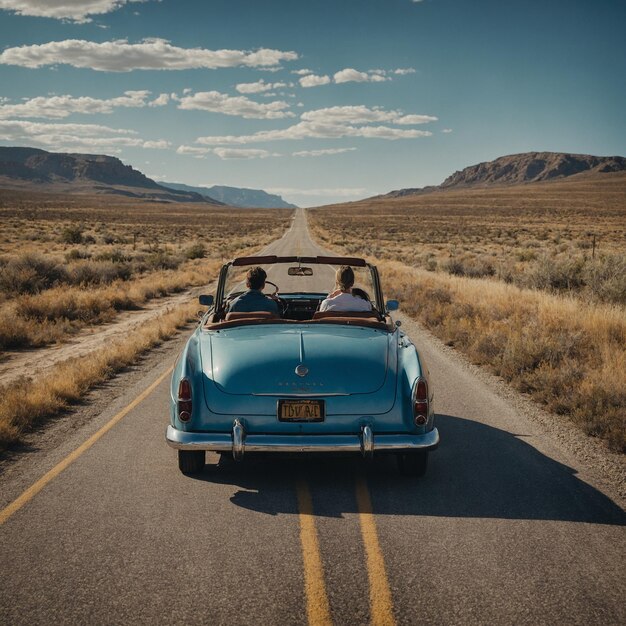 a blue car is driving down a road with a yellow license plate that says no