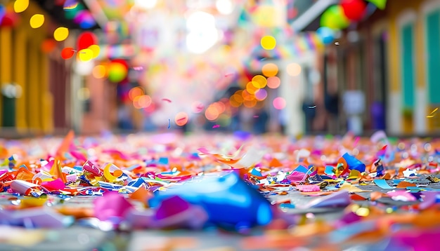 a blue car is surrounded by confetti and confetti