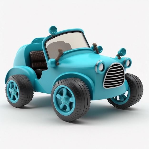 Blue car kids toy isolated on wihte background