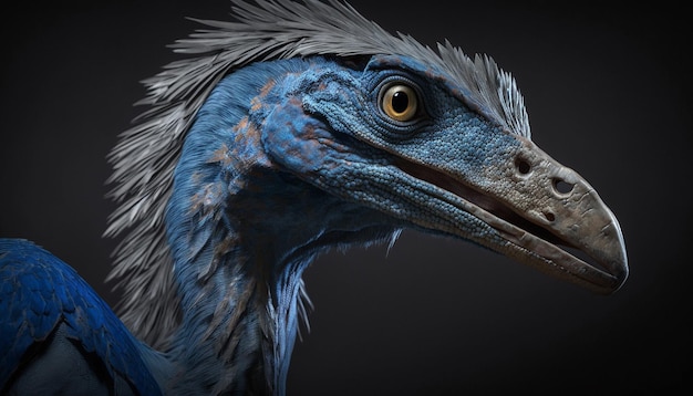 Blue carnivore dinosaur extinct animal Ai generated art