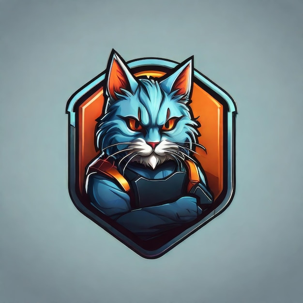 a blue cat with a blue body and orange background