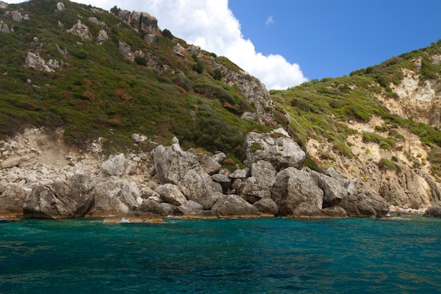 Blue caves along the shore of Zakynthos island, Greece