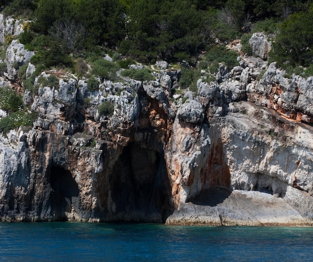 Blue caves on Zakynthos island Greece