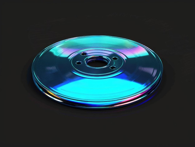 A blue CD is shown on a black background