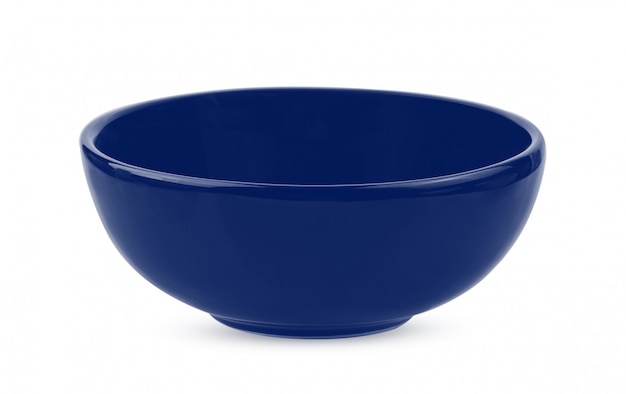 Blue ceramic bowl  on white