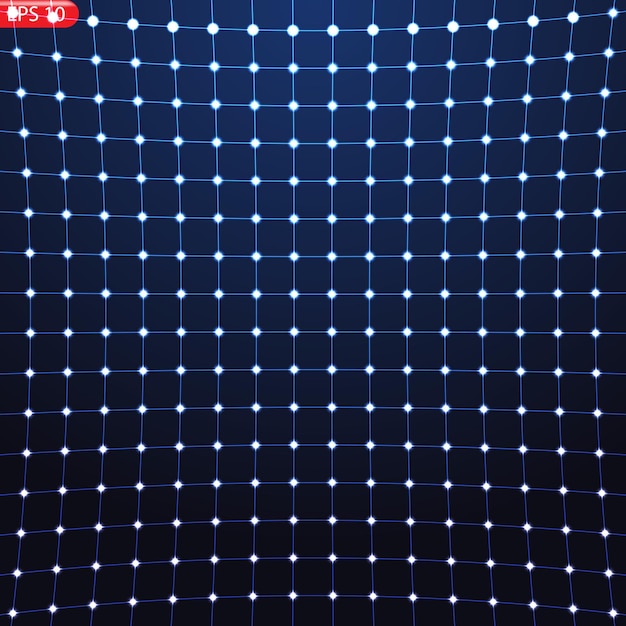 Blue checkered vector background glowing nodes