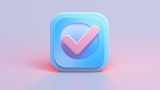 Photo blue checkmark icon on purple background