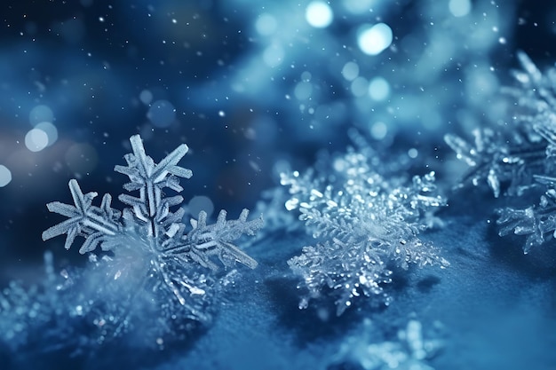 Blue christmas background with snowflakes ai