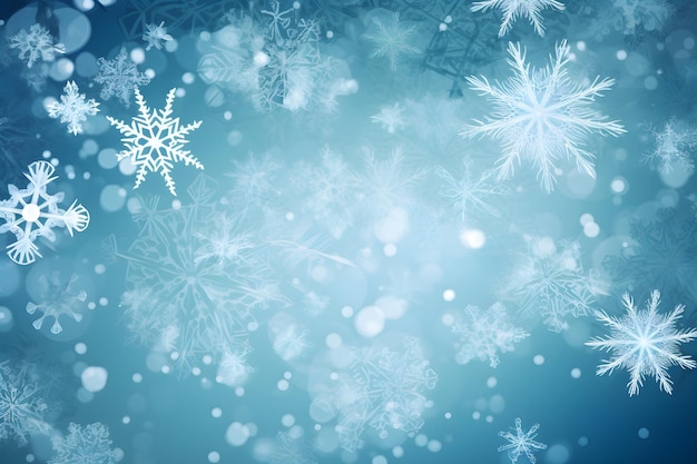 Blue christmas background with snowflakes generative ai