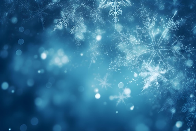 Blue christmas background with snowflakes generative ai