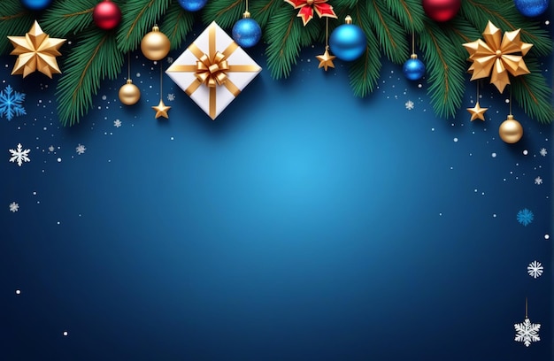 Blue christmas and new year holiday frame