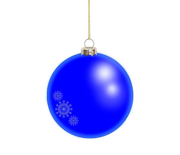 blue christmas ornament closeup isolated on white background