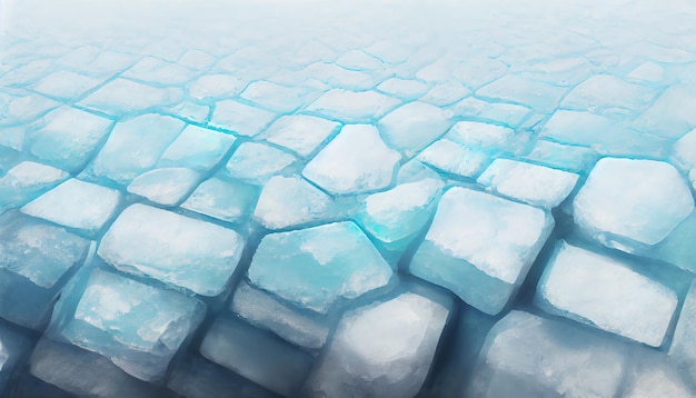 Blue Christmas textured background Winter surface Ice cubes Illustration Art