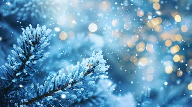 a blue christmas tree with snowflakes on it