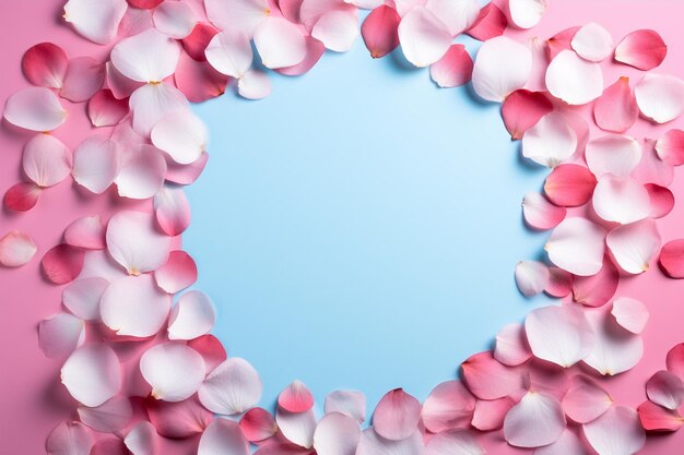 Blue Circle Surrounded by Pink Petals