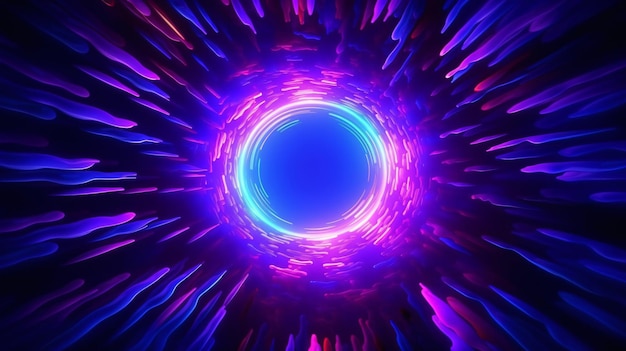 A blue circle with purple and blue lights.