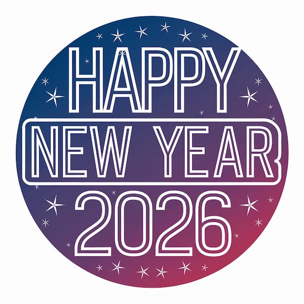 Photo a blue circle with a red and blue logo that says happy new year