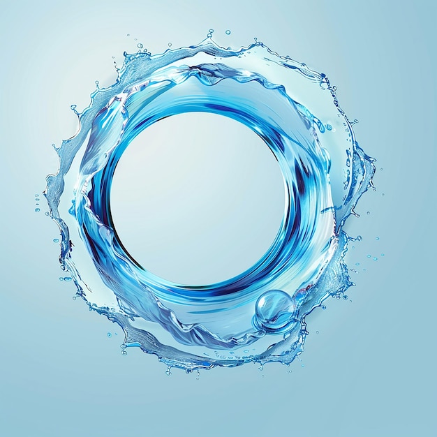 a blue circle with water splashing around it