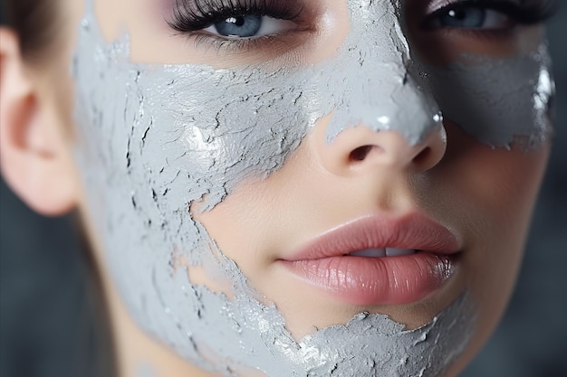 Blue clay face mask embracing the skincare ritual for a radiant and glowing complexion