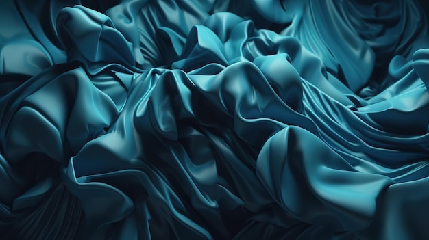 Blue cloth macro wavy fashion wallpaper Bright color Generative Ai