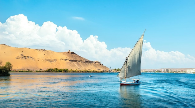 Blue cloudy sky over Nile