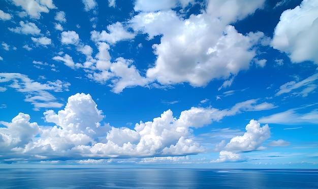 Blue cloudy sky above a sea view