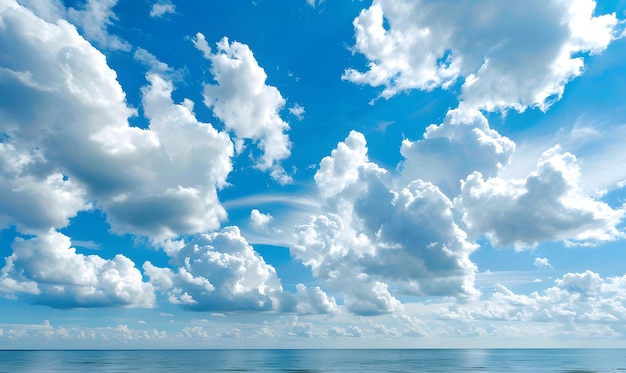 Blue cloudy sky above a sea view