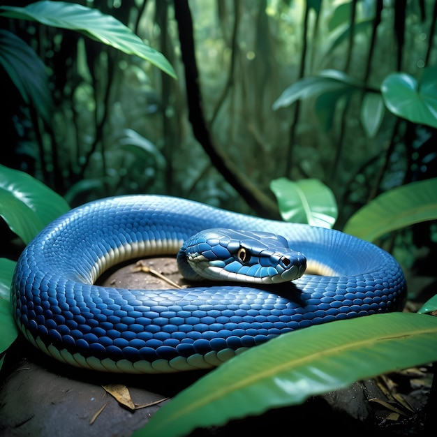 Photo blue cobra in jungle