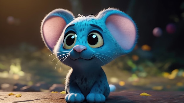 a blue color happy baby mouse