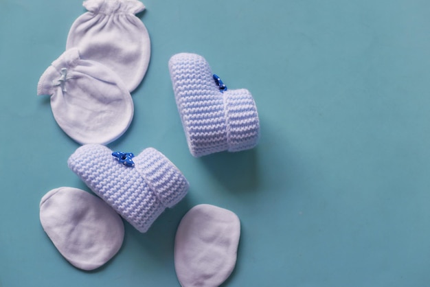 Blue color Knitted shoes for an infant