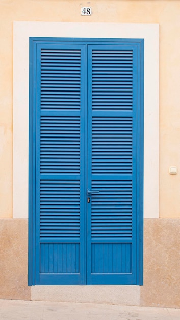 Blue colored door in a typical Majorca house