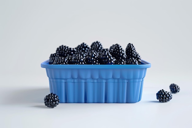 Photo a blue container of blackberries and black berries package mockup design