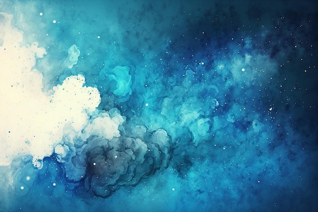 Blue cosmic watercolor splash abstract background