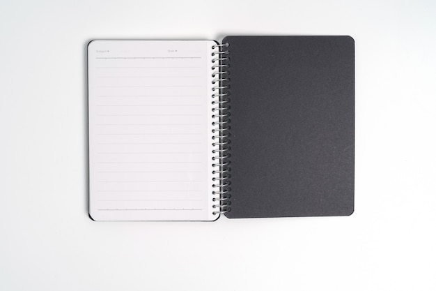 Blue cover of the daily planner on white background