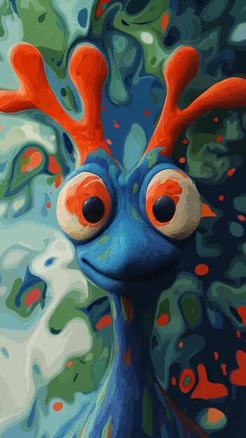 Photo blue creature with orange antlers