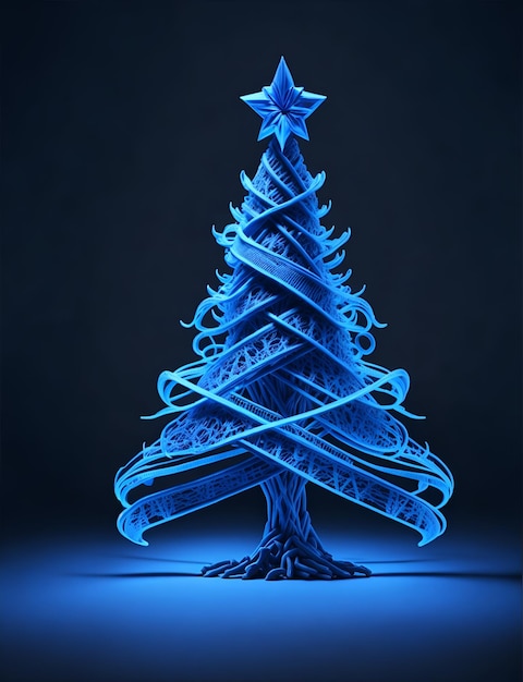 Blue Cristal Christmas Tree Generative Ai