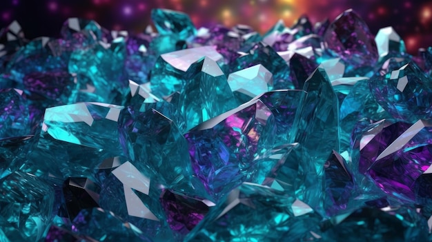 Blue crystal background with sparkles generative AI