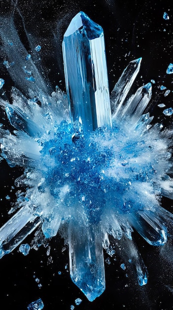 Photo blue crystal explosion a stunning macro photography of gemstone shards