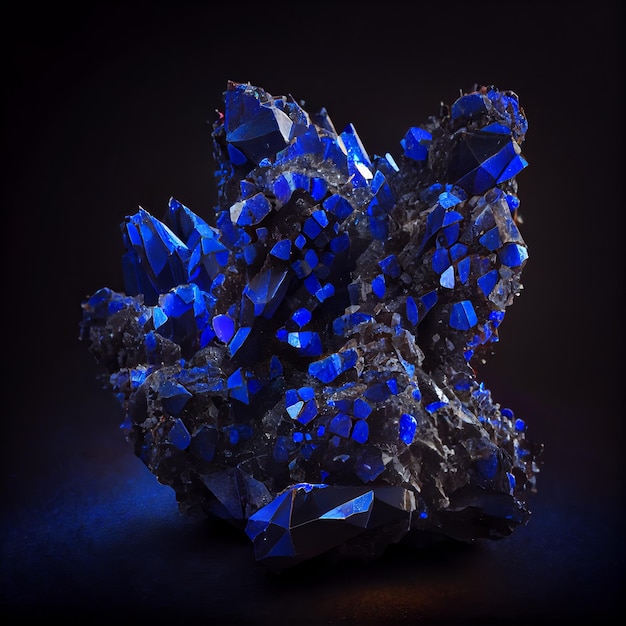 Blue crystal lapis lazuli gem isolated on black background