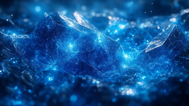 Blue crystal shards in a glowing environment generative ai