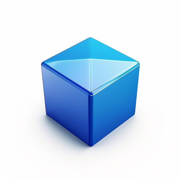 a blue cube with a square shape on the top