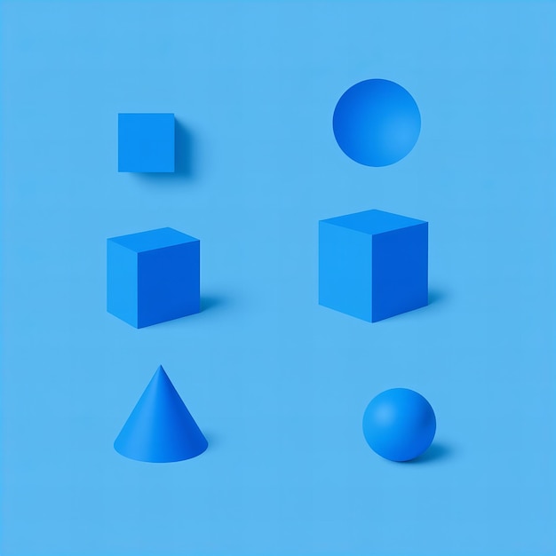 a blue cube with three shapes on it