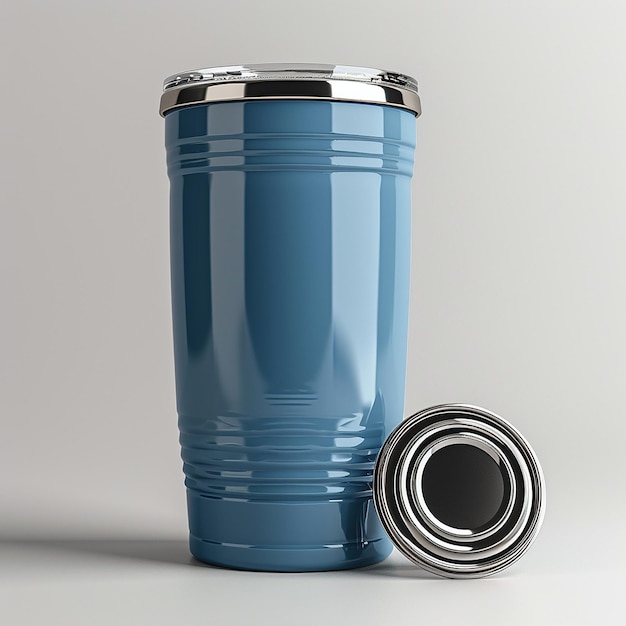 a blue cylinder with a white lid that says quot gas quot on it