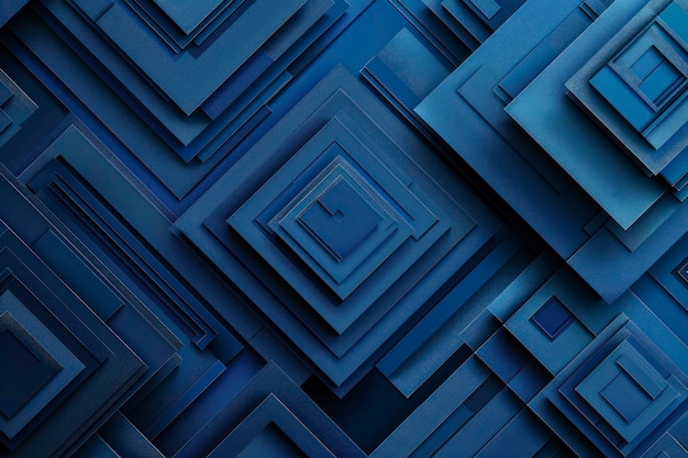 Blue Dark 3D Squares Overlaying Geometric Shapes Pattern Abstract Futuristic