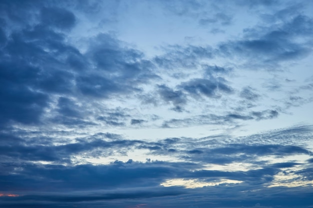 Blue dawn sky with clouds