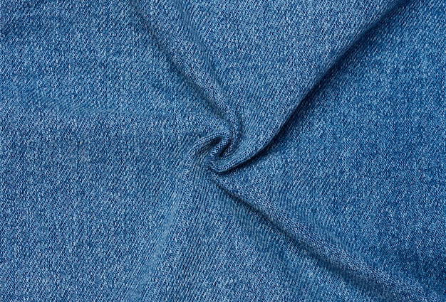 Blue denim fabric twisted