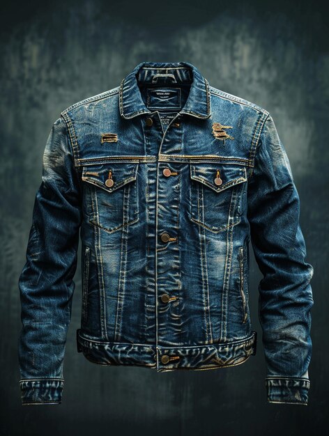 Photo a blue denim jacket with a pocket that says quot peace quot on the front