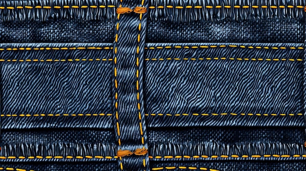 Photo blue denim with yellow stitching illustration