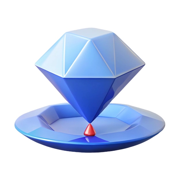 a blue diamond shaped stand with a diamond on it